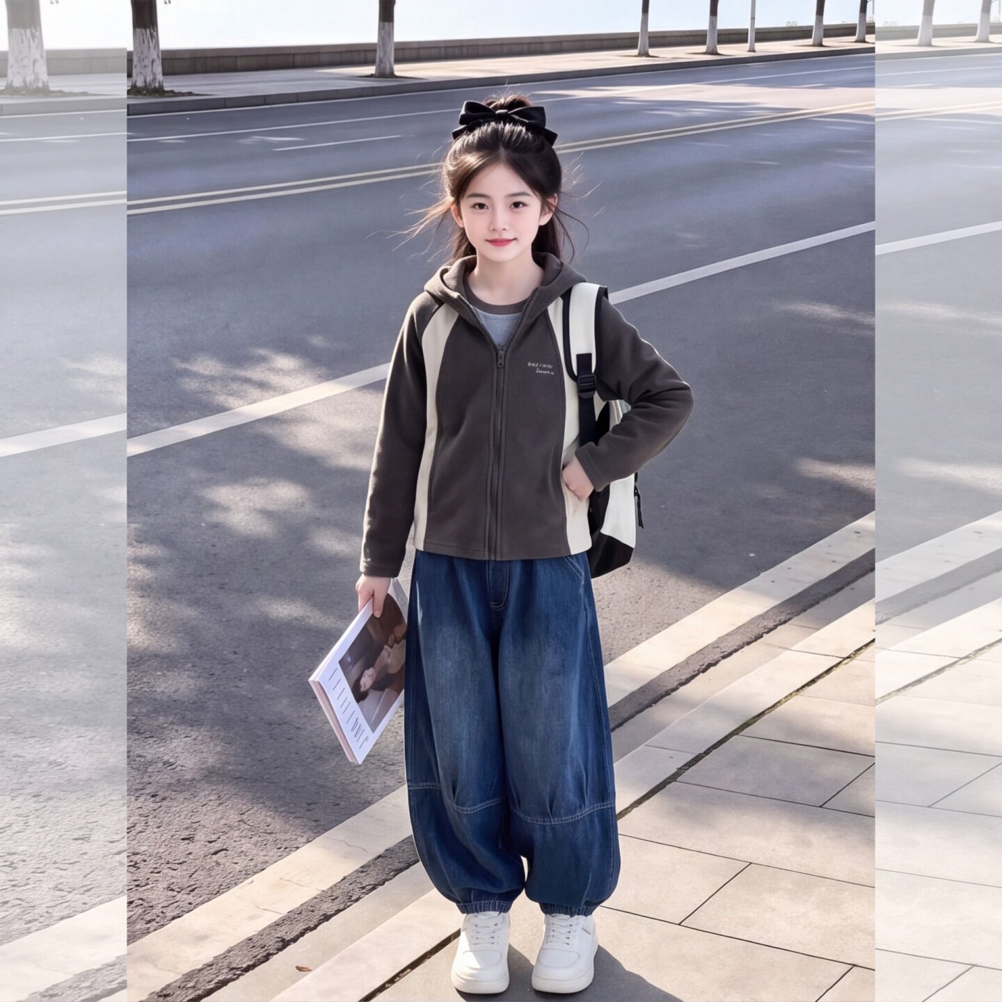 女童秋季套装2026新款儿童连帽开