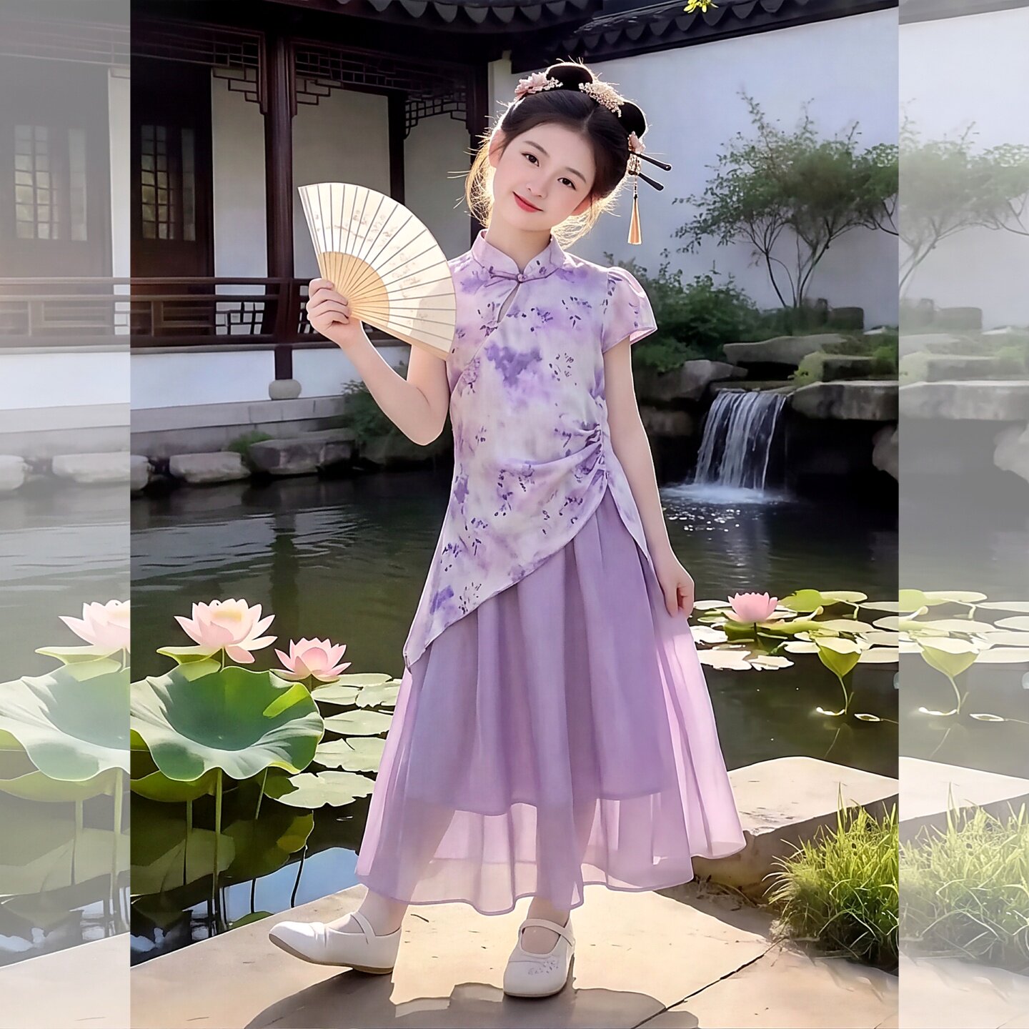 旗袍亲子装女童旗袍裙夏季儿童洋