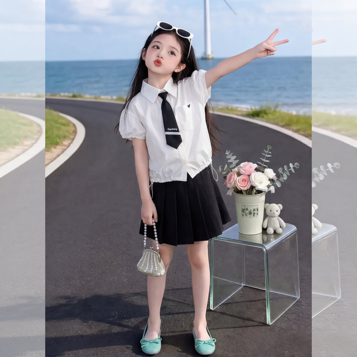女童学院风套装夏季2025新款洋气