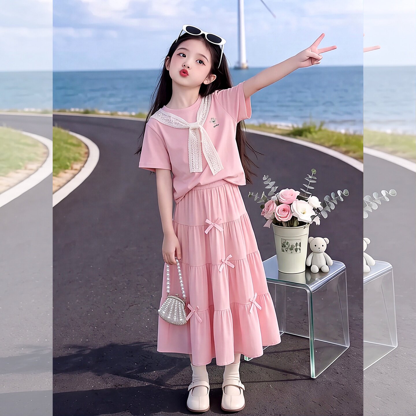 女童高级感裙子套装夏季2026新款