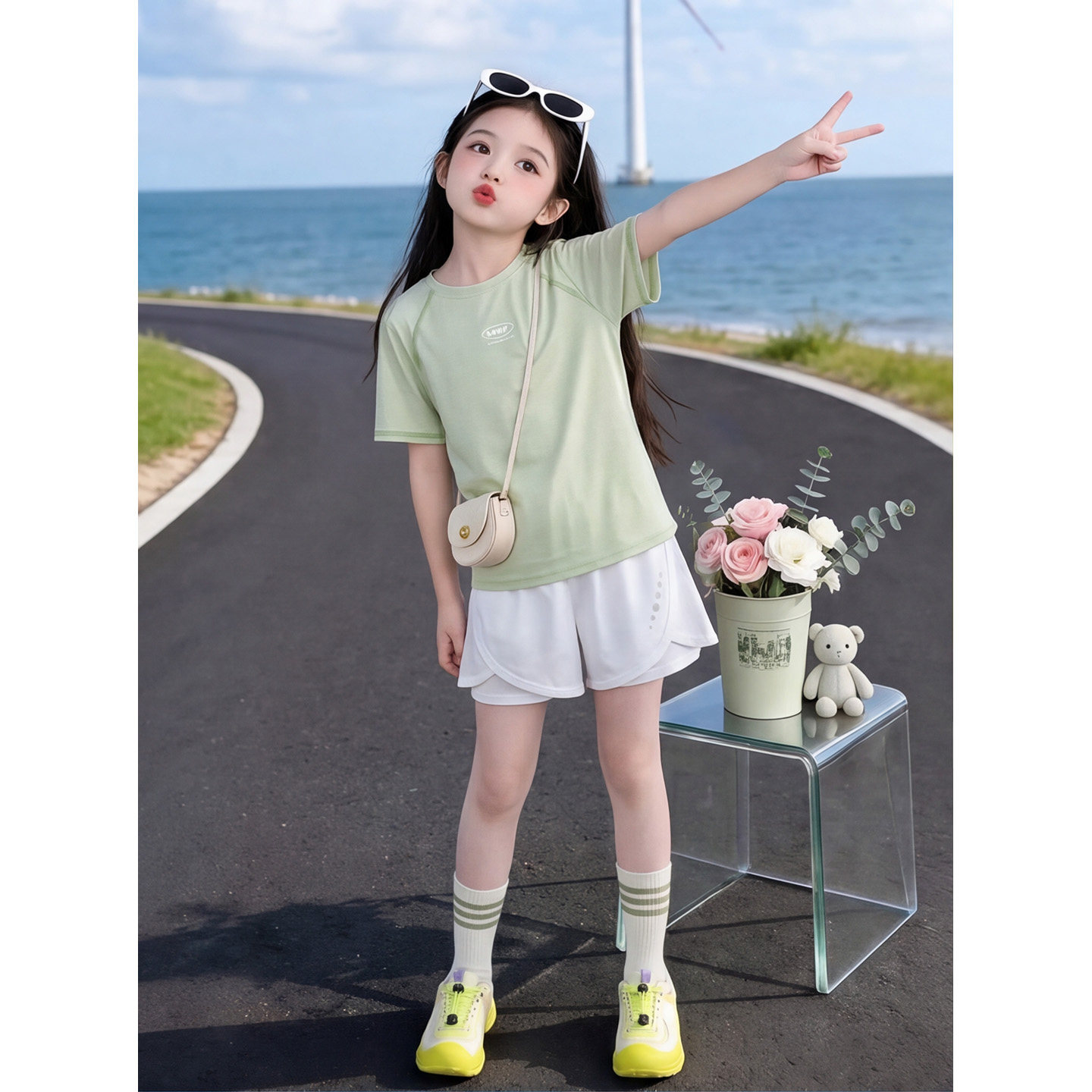 女童套装夏季2026新款儿童跑步运动服速干衣短袖T恤短裤夏装透气