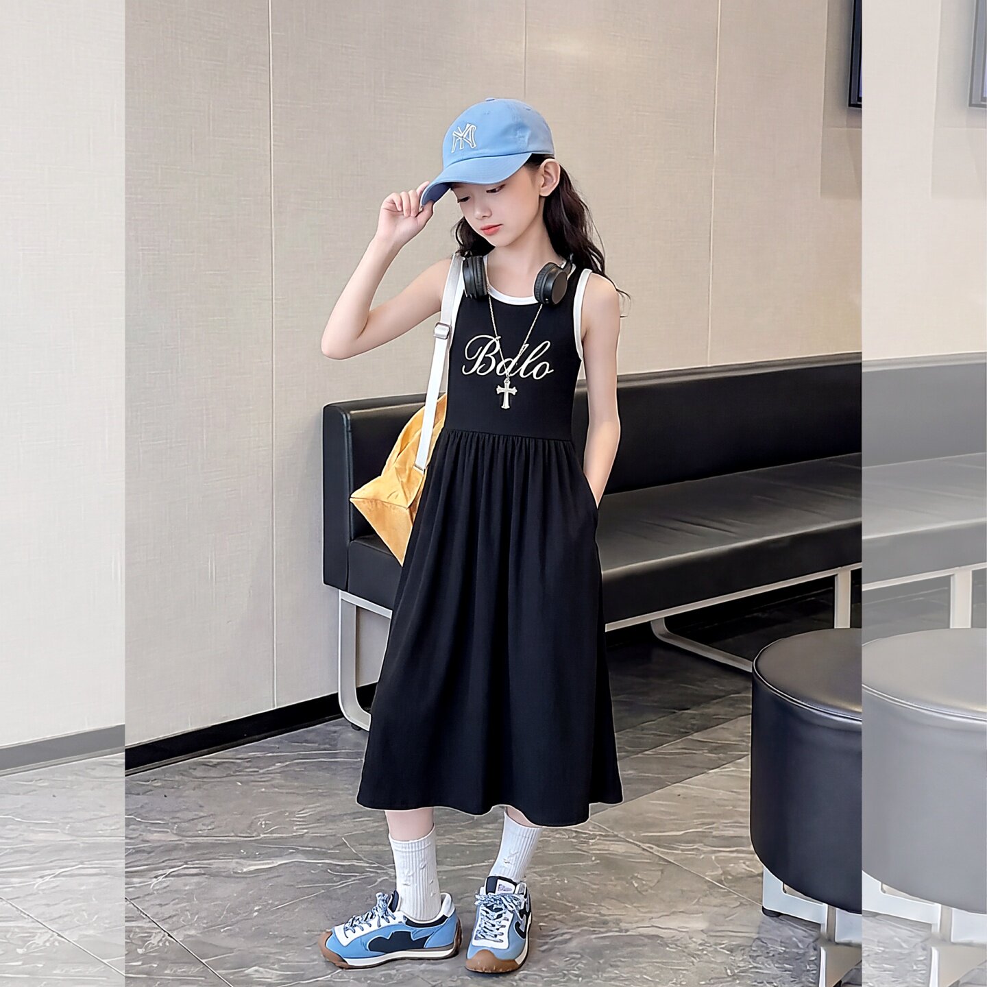 女童连衣裙夏季洋气时髦无袖裙子