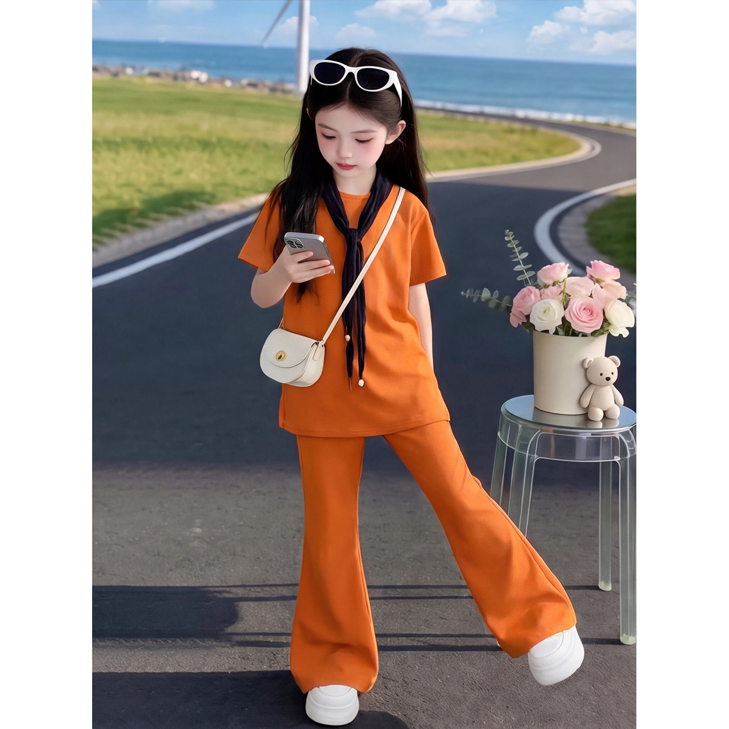 女童夏套装2026新款女孩独特高级