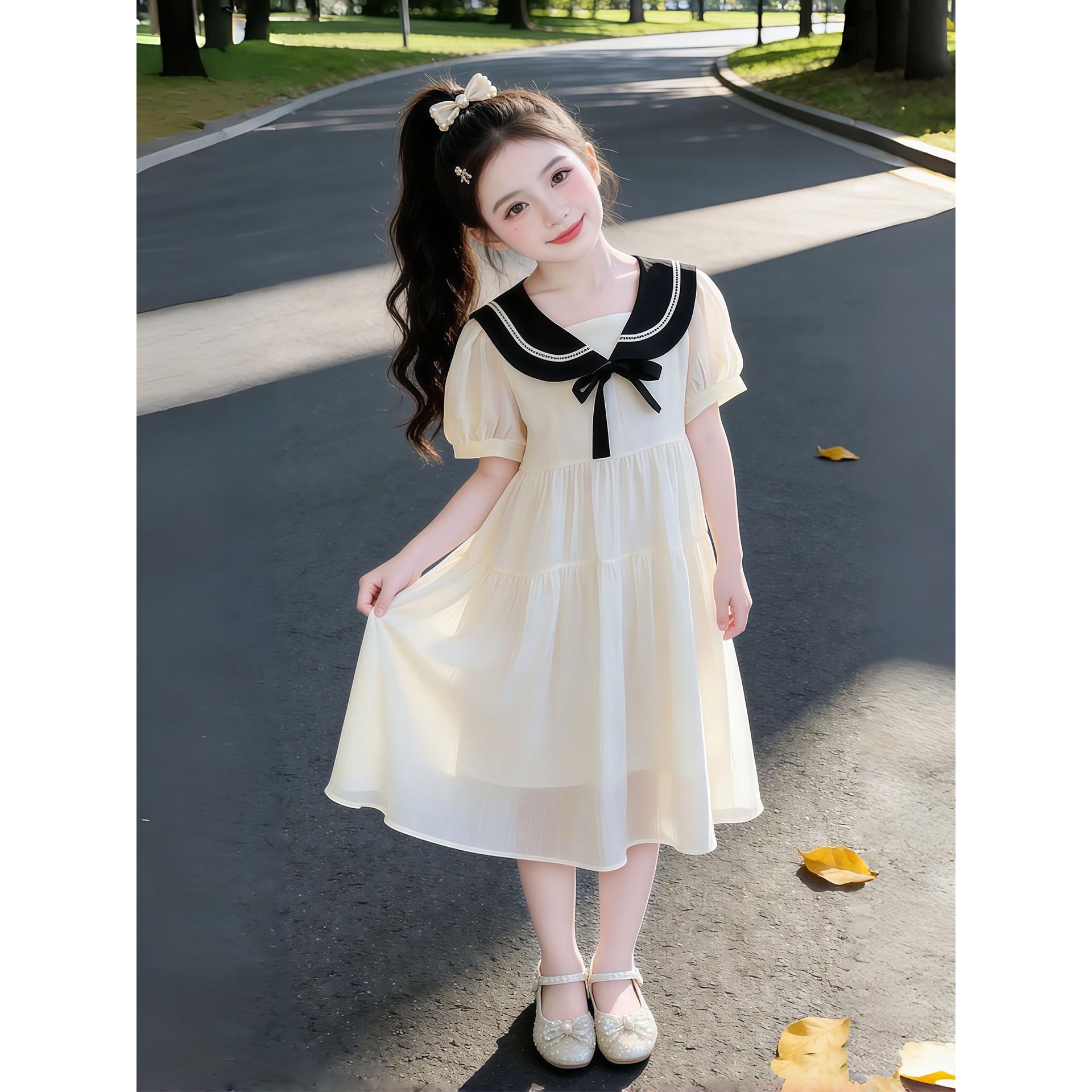 女童连衣裙2026夏季新款夏装超好看儿童中大童海军领学院风裙子潮