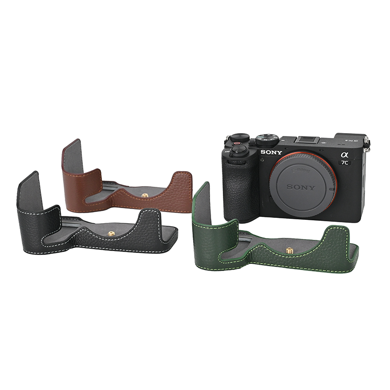 相机皮套适用于索尼 A7C2荔枝纹真皮底座半套Sony a7c2保护壳包