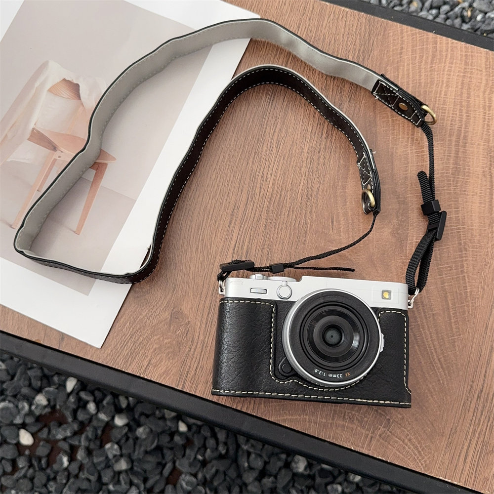 适用于富士 XE5荔枝纹相机皮套底座xe5半套保护壳可拆电池 肩带
