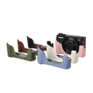 适用于佳能 G7X2 / G7X3荔枝纹/手掌纹半套相机底座保护壳肩带