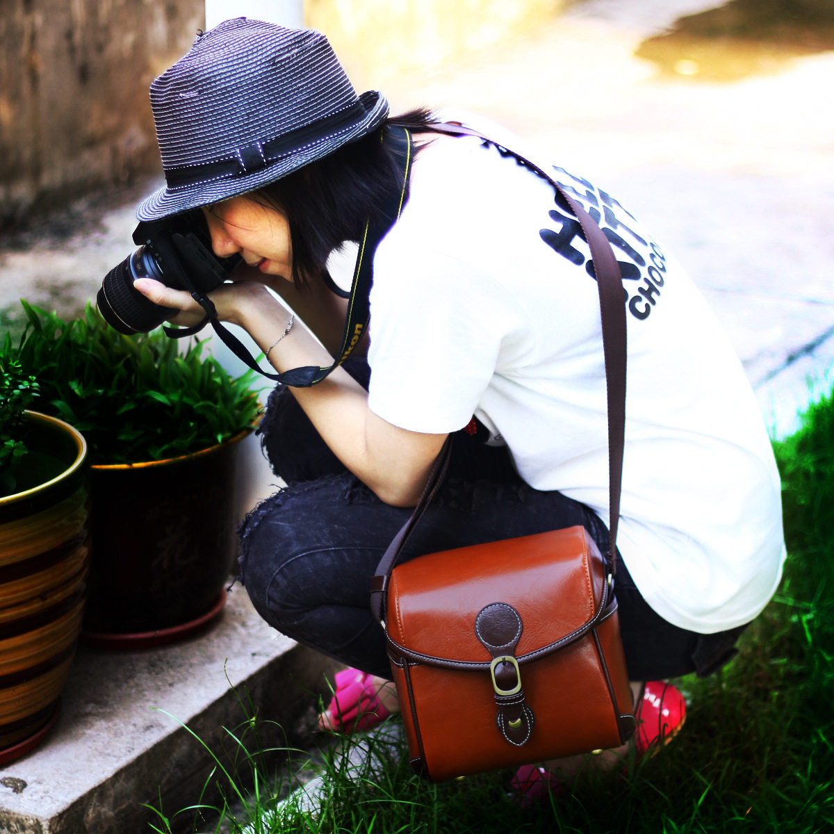 适用于佳能尼康索尼单反相机包内胆包时尚韩版仿皮单肩微单摄影包