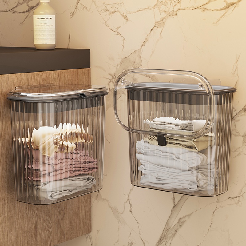 真乐卫生间洗澡放衣服家用浴室带盖壁挂篮脏衣服收纳筐脏衣篓宿舍