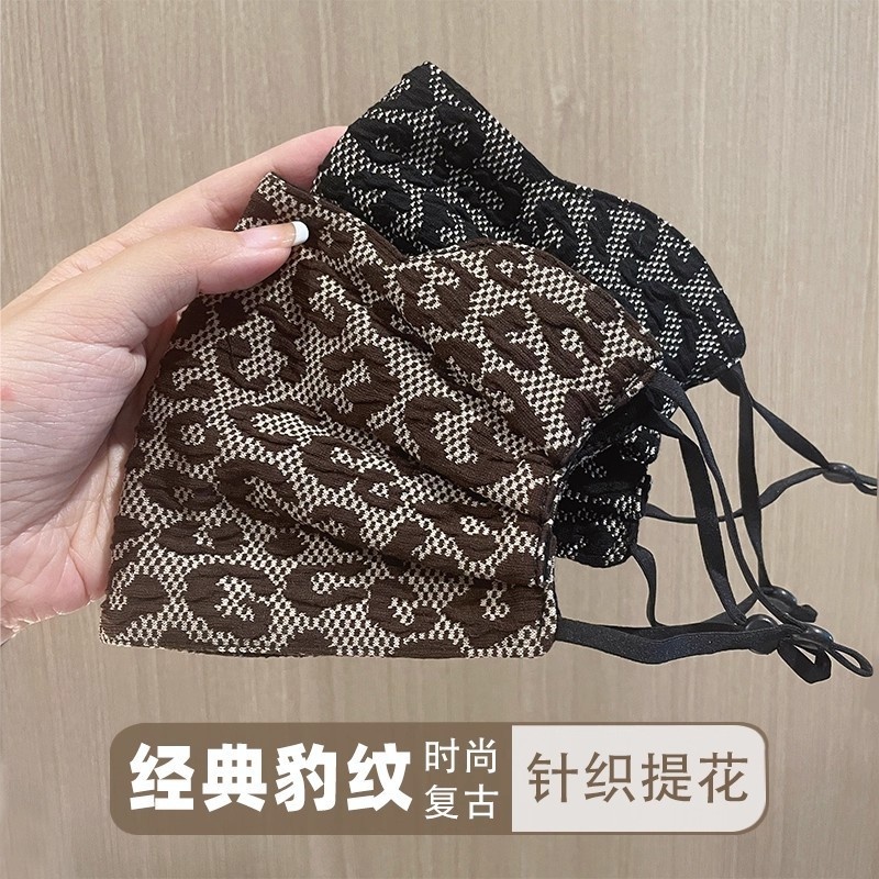 真乐秋冬季保暖防风口罩女时尚豹纹高颜值面罩护脸加绒纯棉防寒可