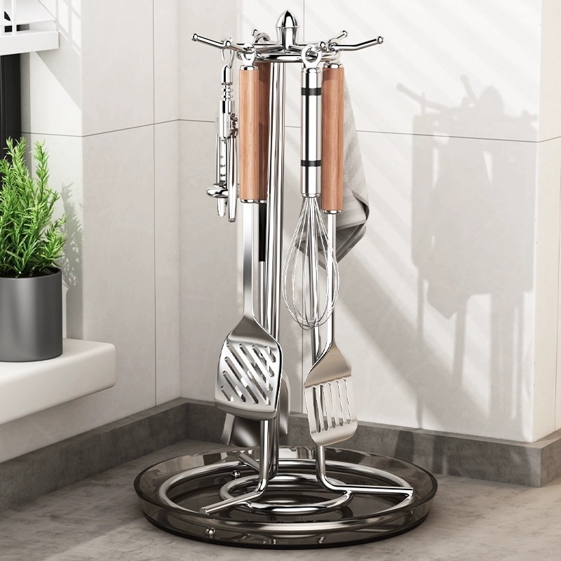 真乐旋转锅铲架台面家用厨房置物架桌面挂勺子铲子支架汤勺厨具