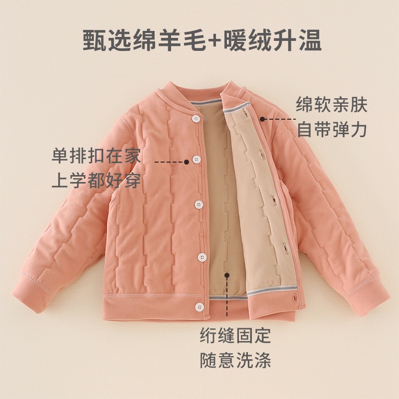 真乐冬季儿童棉衣中大童三层加厚羊毛棉服男童德绒上衣女童校服