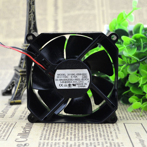 原装NMB 3110KL-05W-B50 24V 0.15A 8CM 8025 2线变频器散热风扇