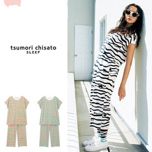 tsumori chisato 2024夏季 睡衣 日本代购 女士家居服套装 纯棉短袖