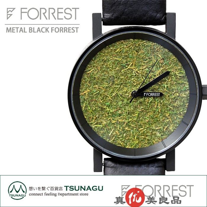 日本代购 forrest 男女款简约复古木碎表盘潮人休闲真皮石英手表