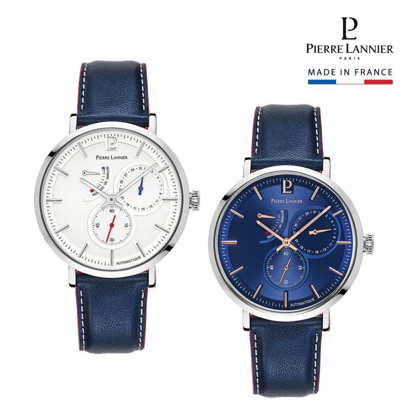 日本 pierre lannier 男士多功能表盘商务休闲真皮自动机械手表