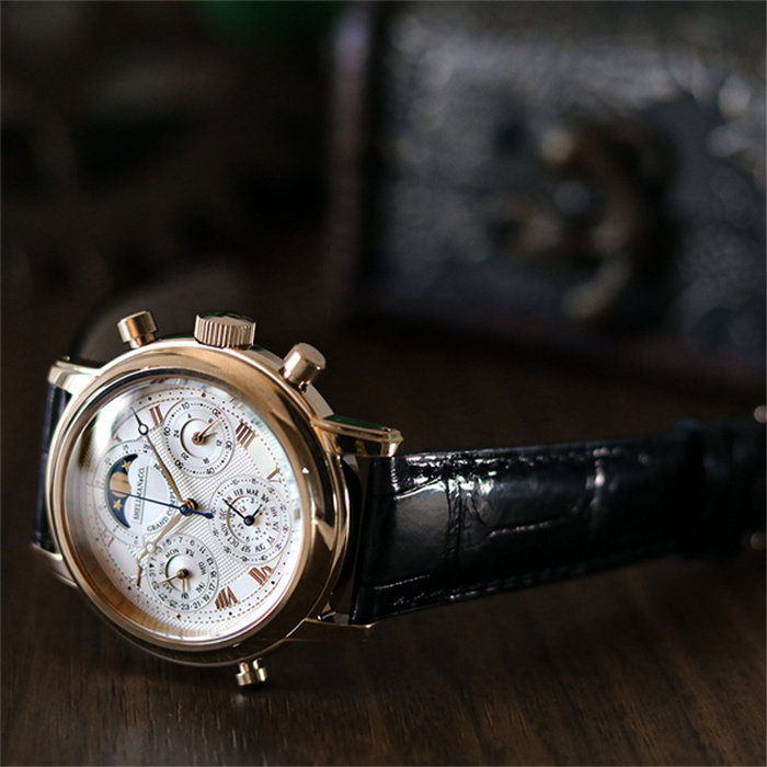 日本代购 shellman 男士商务三眼多功能月相表盘商务休闲石英手表