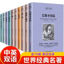 世界十大名著全套中英文10册正版包邮简爱傲慢与偏见飘巴黎圣母院悲惨世界呼啸山庄茶花女复活红与黑双语图书英语小说经典文学书籍