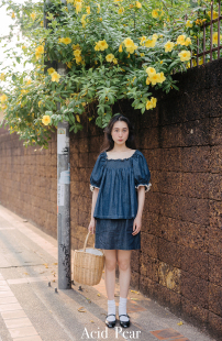 显瘦女士牛仔高腰半裙a字包臀半身裙短裙女 夏季 Acid Poire