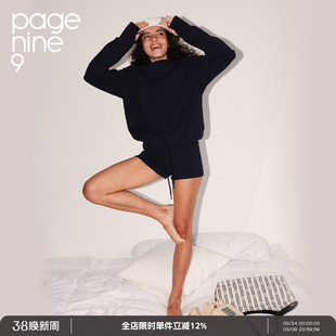 套装 25aw简约设计感十字纹斜肩宽松套头卫衣短裤 女 ninenine page