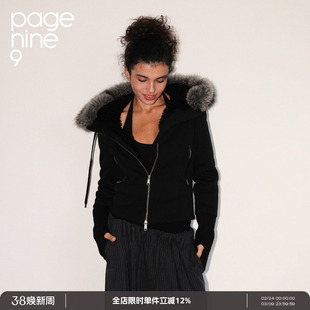 运动保暖修身 page 时尚 25aw秋季 连帽毛领卫衣外套上衣女 ninenine