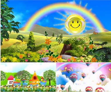 六一儿童节 卡通动画 春天在哪里 舞台背景led视频素材森林小火车