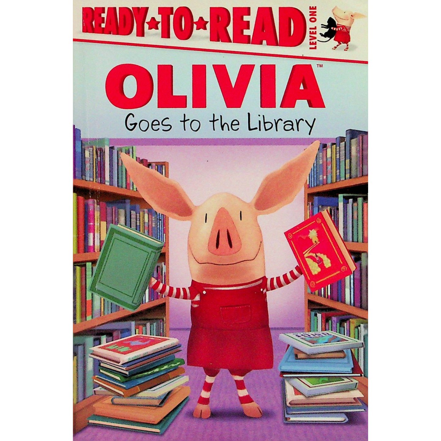 奥莉薇去图书馆原版书英语绘本学会阅读系列亲子共读Olivia由伊恩福尔克纳原著劳伦福特改编的幽默故事讲述小女孩奥莉薇在图书馆
