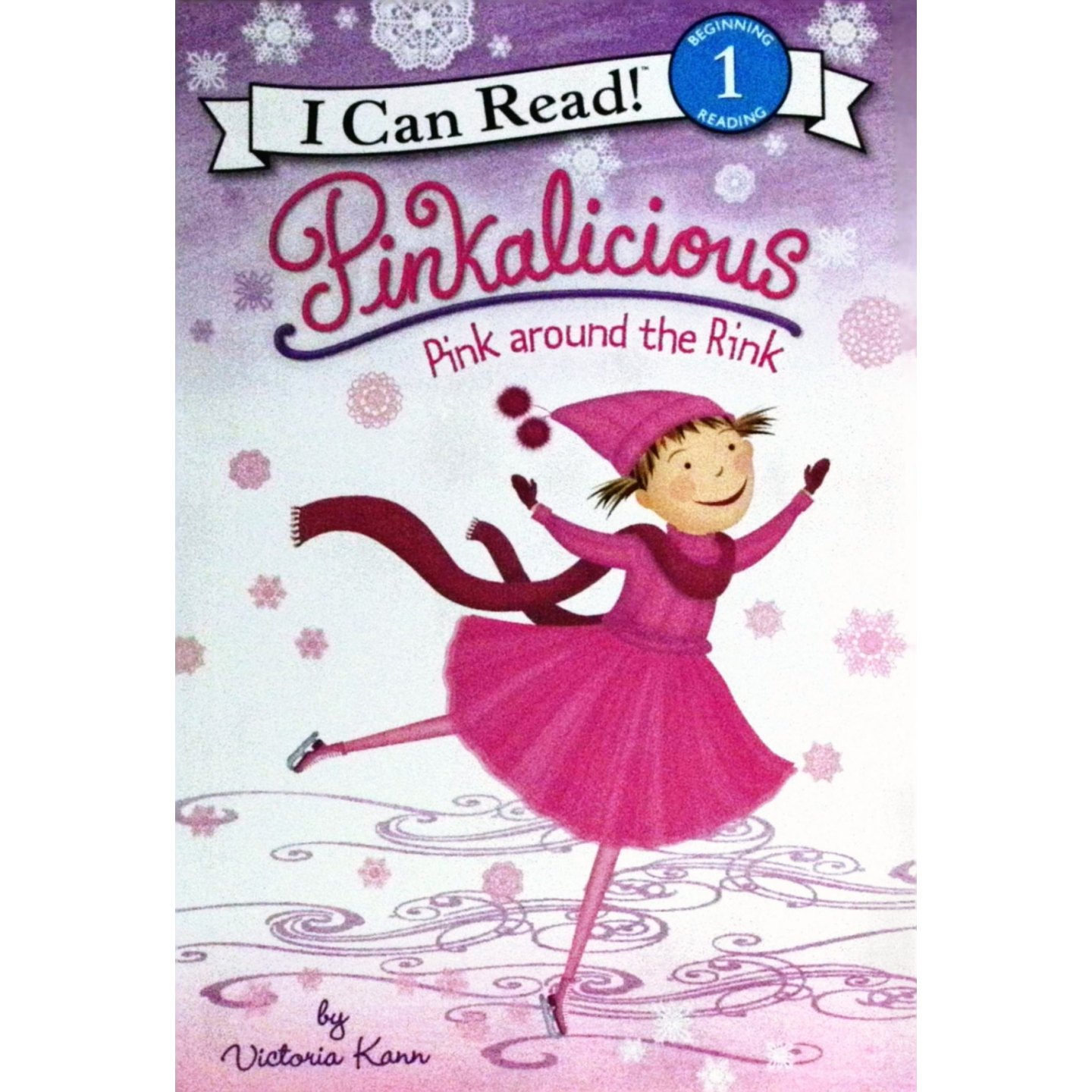 我能读系列原版英语绘本溜冰场上的粉红色Pinkalicious维多利亚坎恩创作亲子共读36岁儿童颜色认知克服情绪家庭温暖睡前故事