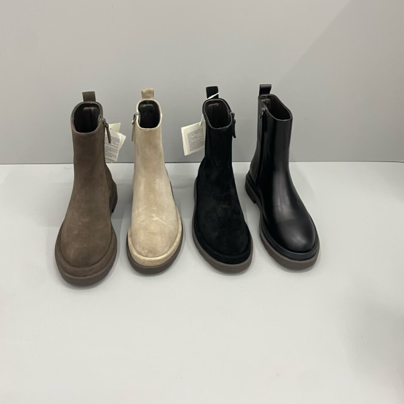 2025新款BC秋冬厚底女英伦风侧拉链时尚短靴真皮巨好看小众马丁靴