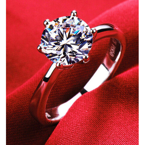 正品PT950铂金钻石戒指18k金白金钻戒女款 结婚求婚戒指