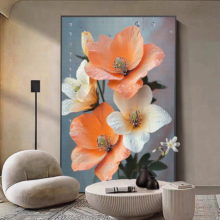 花卉现代轻奢客厅装饰画高级感沙发背景墙落地画平面画玄关挂画