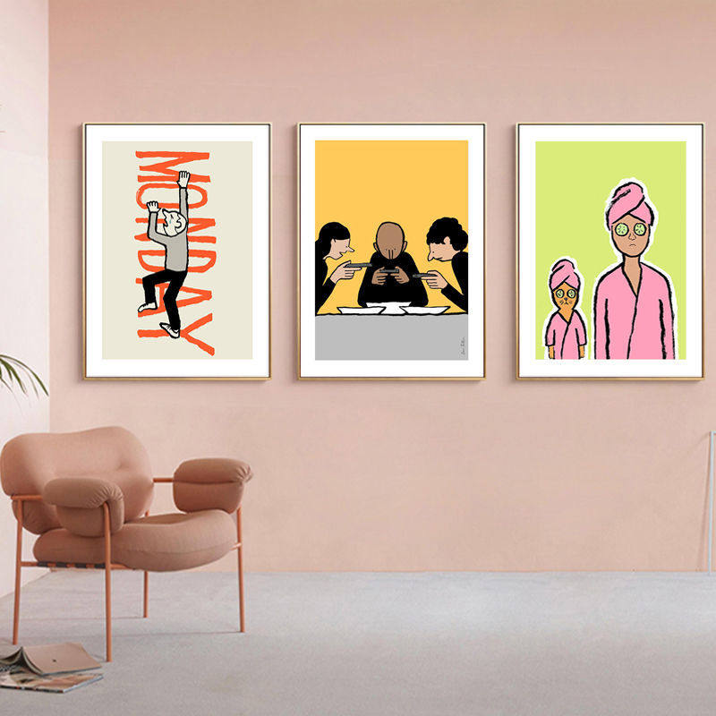 插画装饰画jean jullien卡通艺术创意挂画ins风幽默有趣搞笑壁画