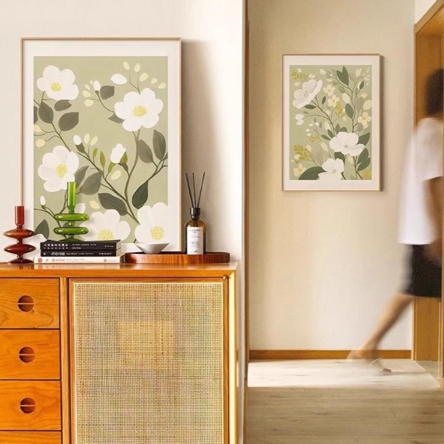 现代简约客厅装饰画奶油风玄关壁画花卉餐厅北欧ins饭厅餐桌挂画
