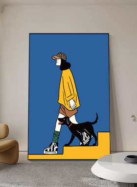 克莱因蓝客厅沙发背景墙装饰画极简卧室壁画蓝色走廊玄关过道挂画