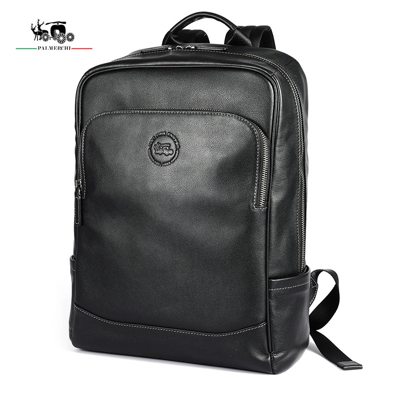 前后真皮双肩包男头层牛皮背包大容量商务休闲男包时尚轻奢品牌