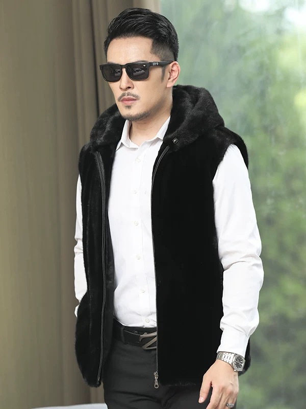 2026 男士金貂绒马甲LPIUTY秋冬休闲连帽皮毛一体背心,男装,皮草,淘宝优惠券,粉丝福利购,淘宝优惠卷