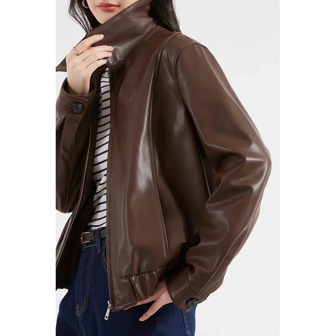 LPIUTY 复古立领皮质夹克女2026新款宽松短款皮休闲机车外套潮