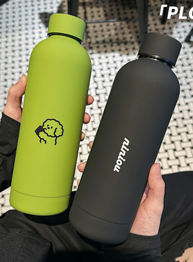 小狗黑海绿岛保温杯男女情侣可爱设计师304不锈钢磨砂随手喝水杯