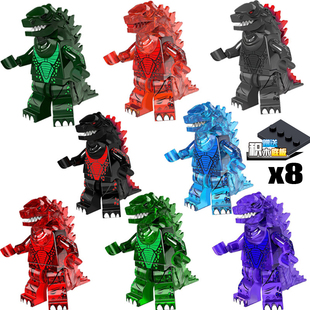 拼装积木哥斯拉小学生怪兽小人仔男孩子小玩具公仔动物小盒小礼物