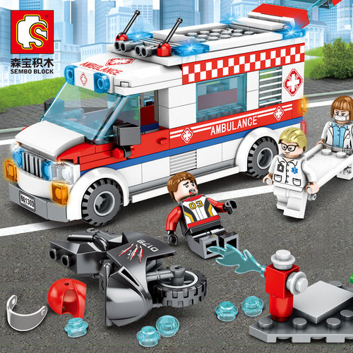 儿童玩具组装积木救护车医院