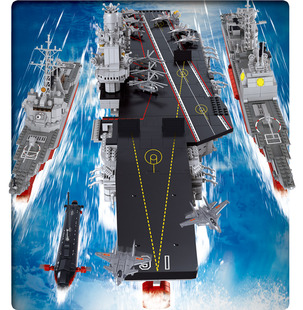 拼插积木军事战舰航母辽宁号航空母舰模型拼装男孩高难度礼物玩具