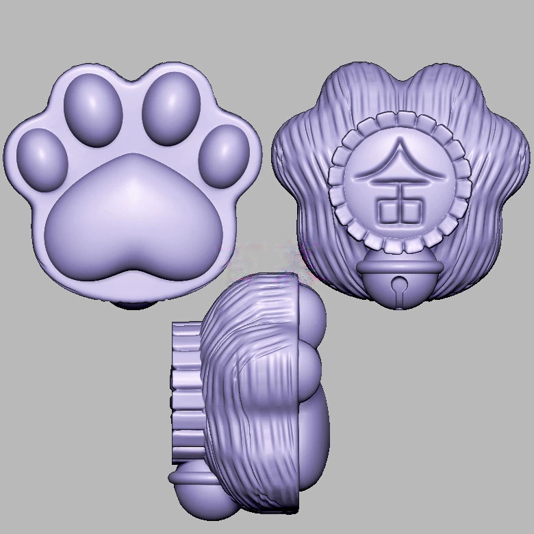铃铛猫爪双面三维立体图电脑圆雕雕刻图纸stl文件3d打印模型1735