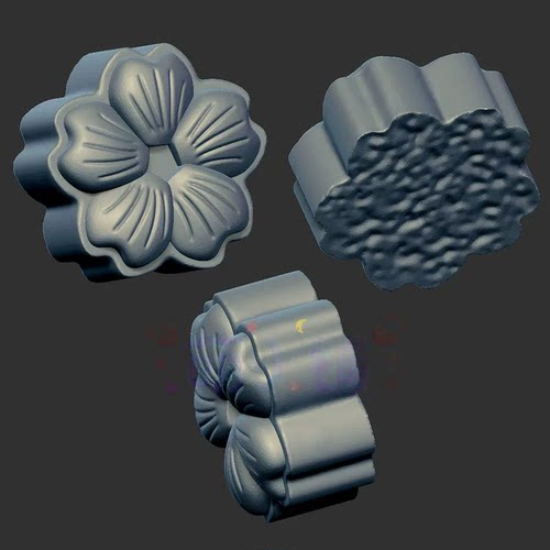 小花月饼花饼三维立体图圆雕图雕刻图纸stl文件雕刻机3d模型1000