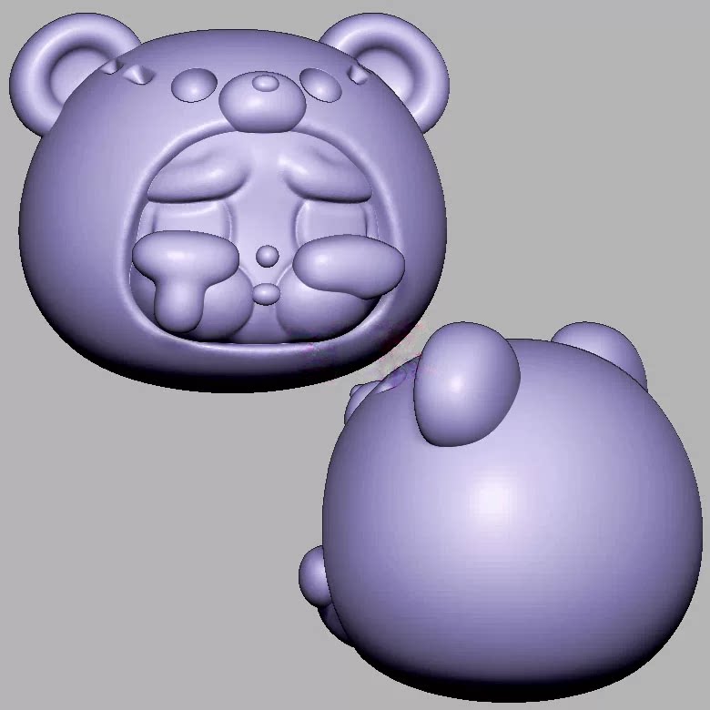 卡通哭娃小熊头三维立体图圆雕图STL文件雕刻机3D模型3513