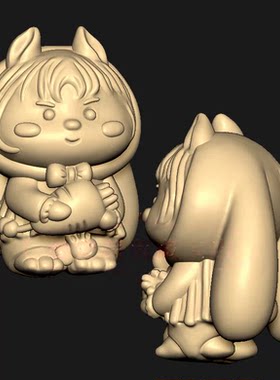 胡萝卜兔宝宝小兔子三维立体图圆雕图纸stl文件雕刻机3d模型198