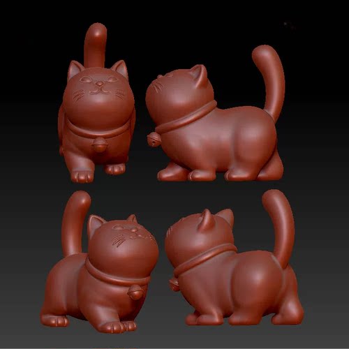 三维立体图圆雕图3d打印stl格式 卡通猫咪 3d模型 3282