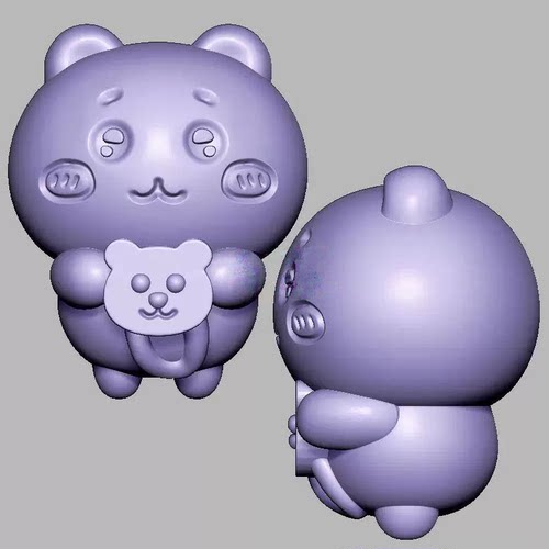 吉伊卡哇小熊包三维立体图圆雕图STL文件雕刻机3D模型3210