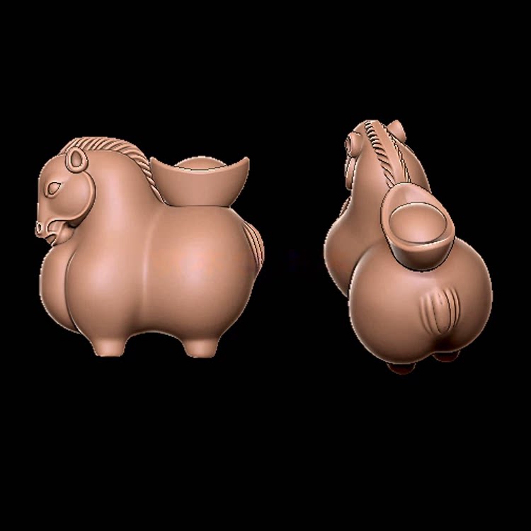 生肖马唐马马上有钱stl格式雕刻图3D立体圆雕图设计素材