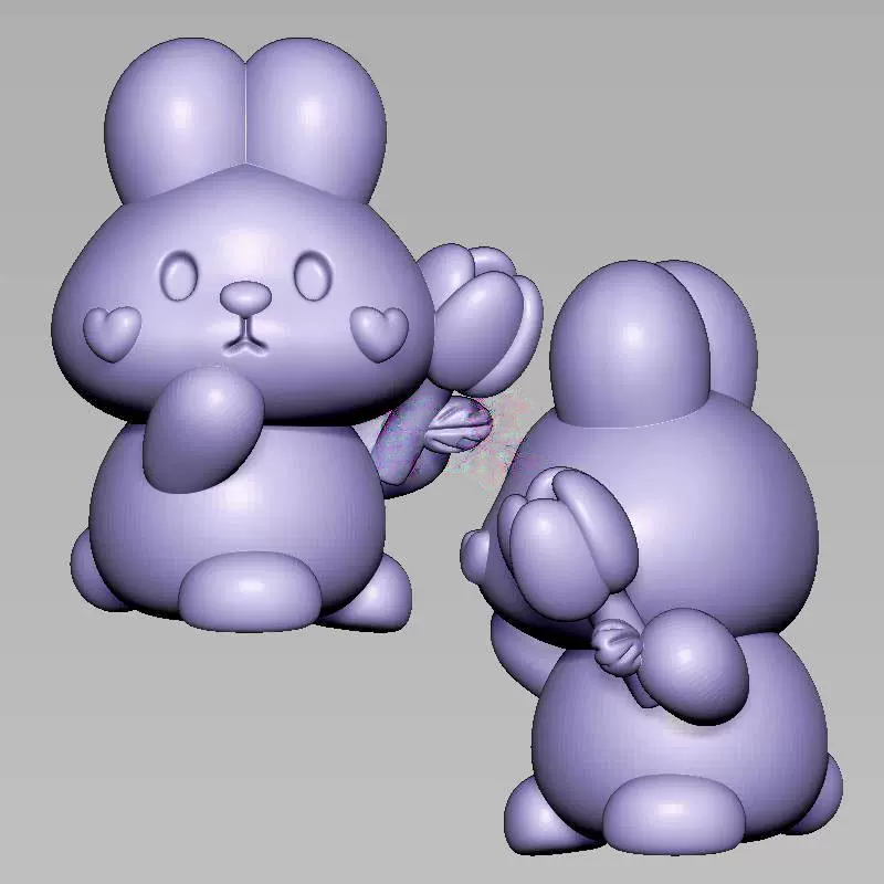 郁金花小兔子三维立体图电脑圆雕雕刻图纸stl文件3d打印模型1945