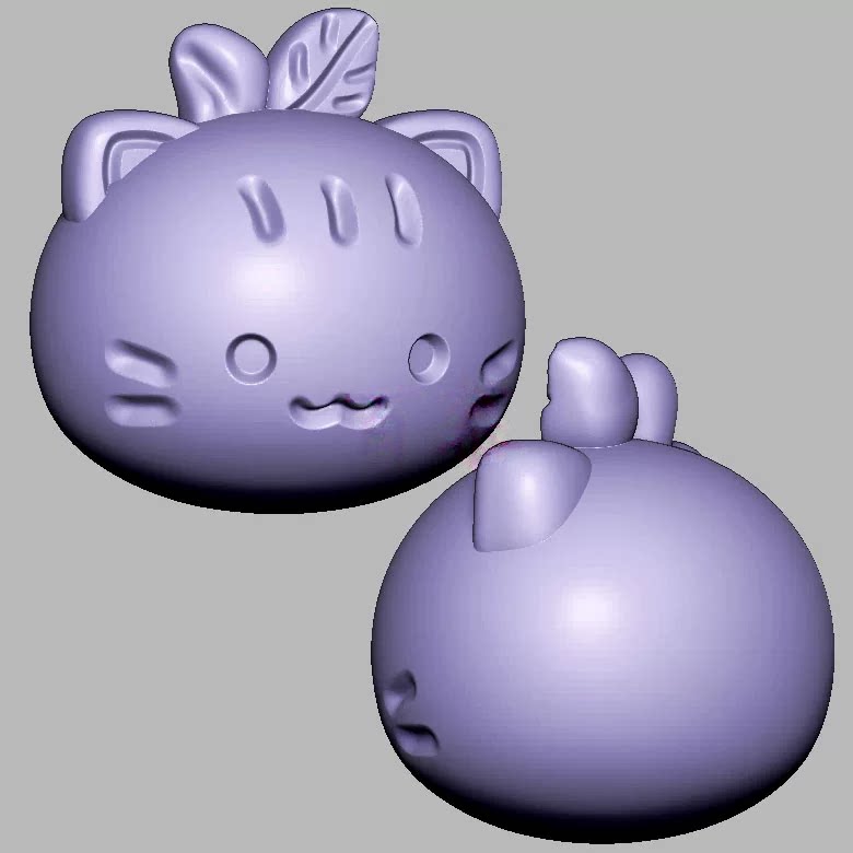 水果橘子小猫咪小猫头三维立体图圆雕图STL文件雕刻机3D模型3577